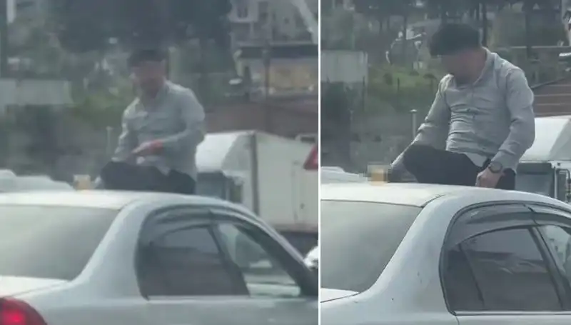 Trafikte Dikkat Çeken Olay: Otomobil Üzerinde Şenlik Yapıldı!